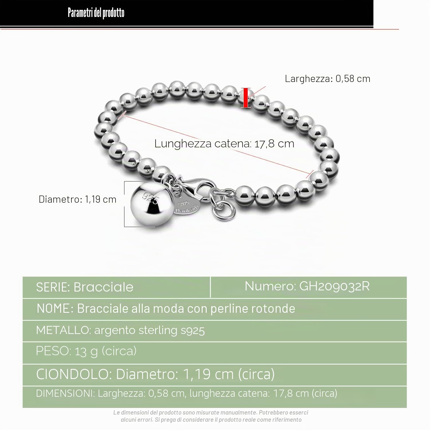 Dankadi Bracciale di perle da donna in argento 925 largo 4 mm, 6 mm, senza e con ciondolo a cuore, lungo 13 – 21 cm, oro rosa, regalo per festa della mamma uomo