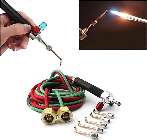 Miniatura 3 de Linterna de soldadura con 5 puntas para cilindros y mangueras de oxígeno, mini soplete de gas portátil para reparación de joyas, mini soplete de
