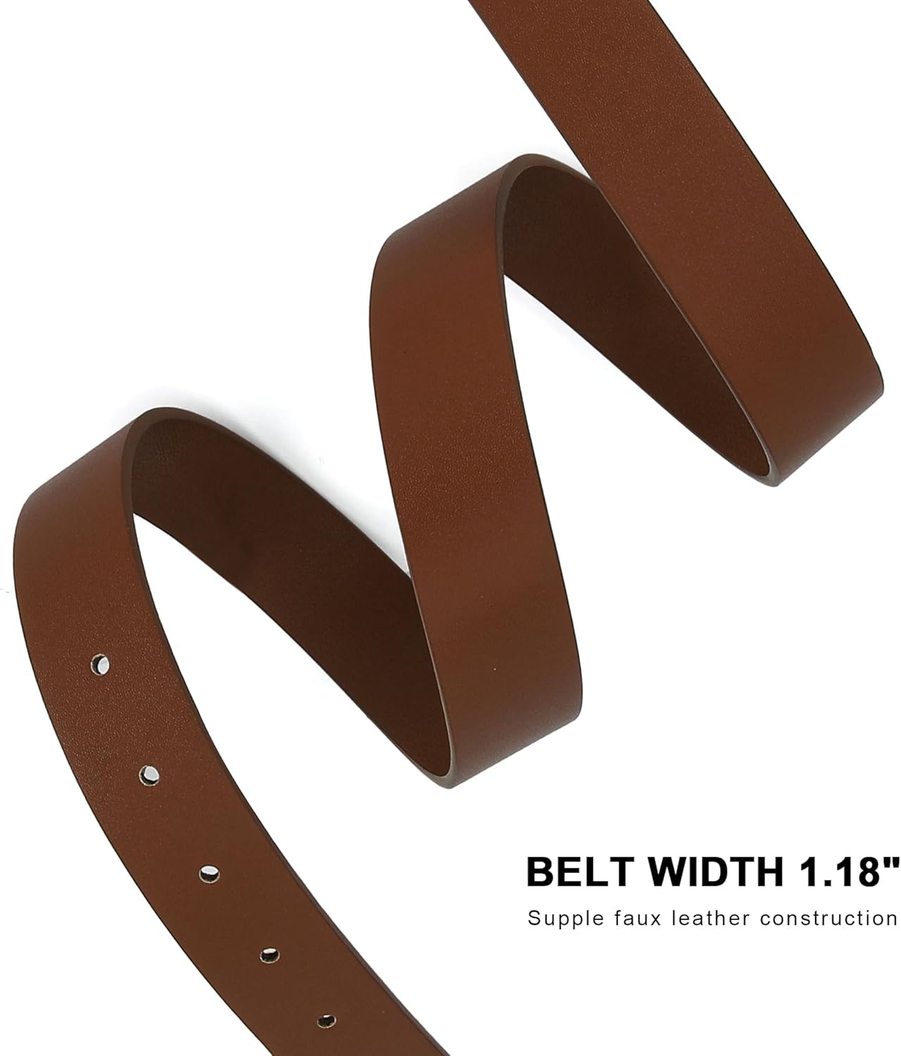 Earnda Leather Belts for Women Casual Fashion Waist Belt with Liquid Shapes Gold Buckle for Jeans Pants Dresses - Image 4