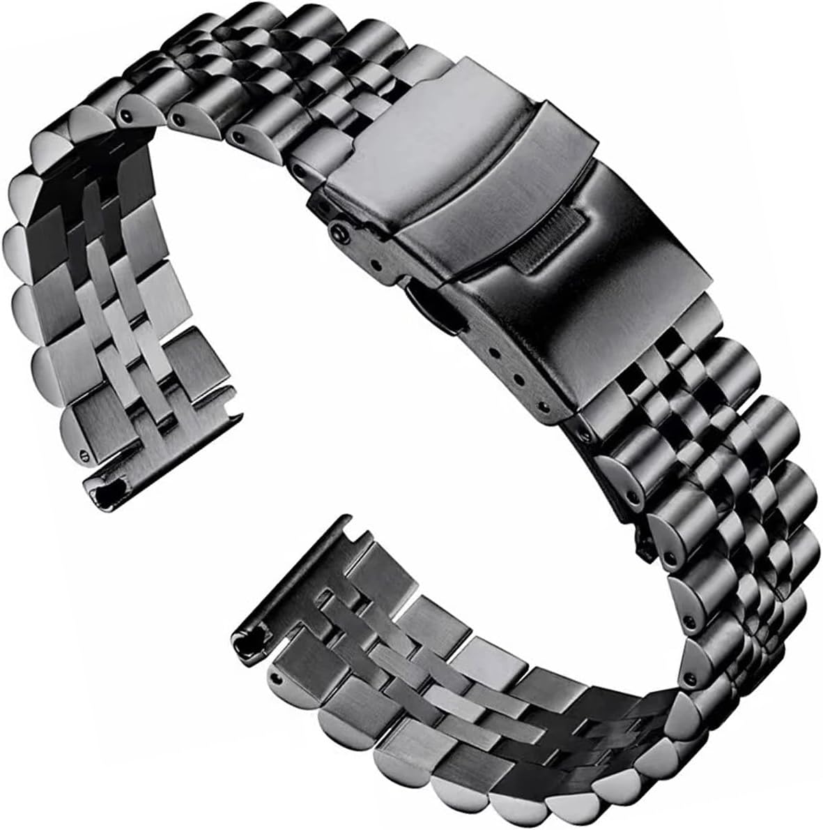 Stainless Steel Watch Band Quick Release 18mm 19mm 20mm 21mm 22mm 23mm 24mm Universal Flexible Metal Watch Strap Deployment Double Flip Lock Buckle Replacement Band for Men Women
