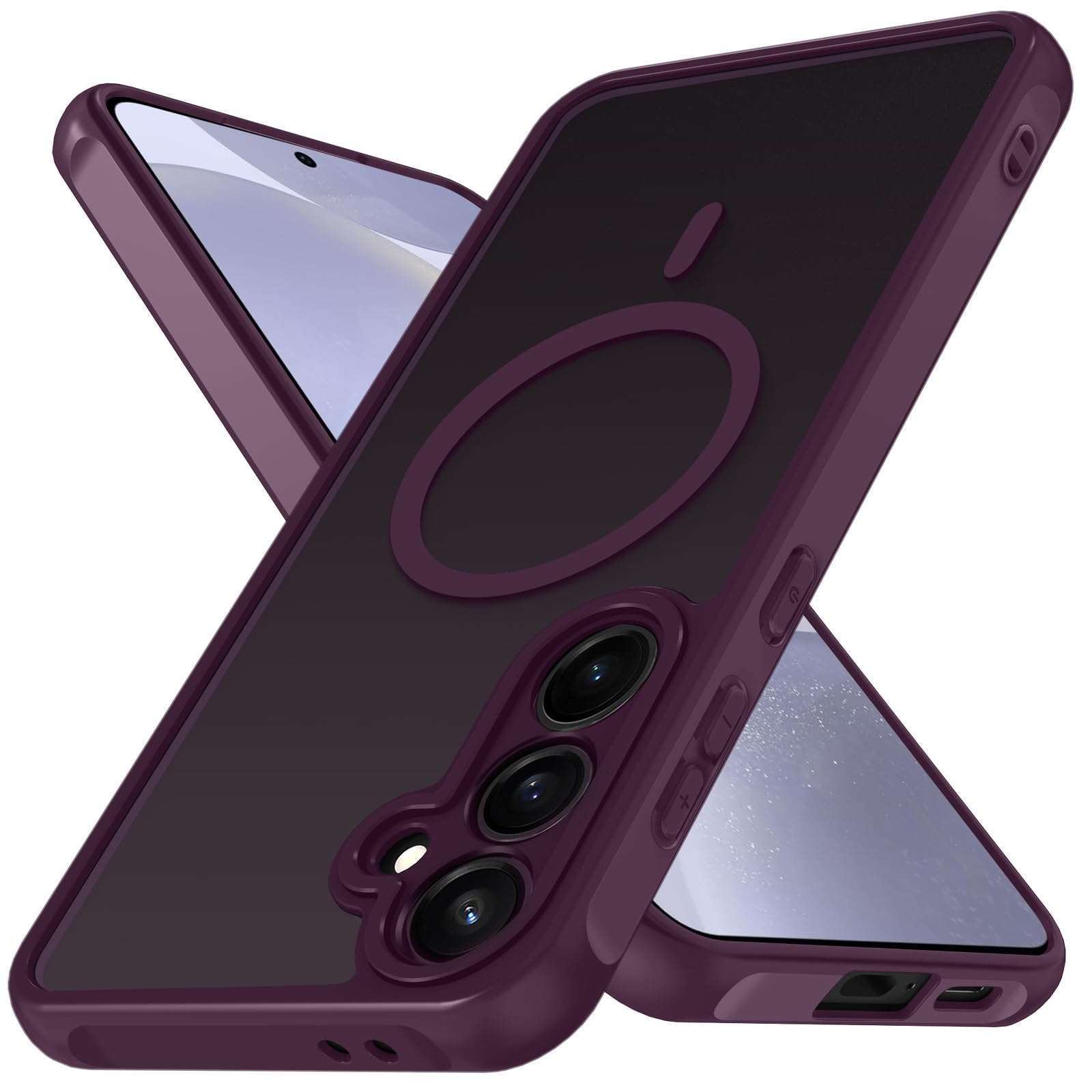 ivoler für Samsung Galaxy S25 Hülle, 1 Magnetisch Handyhülle mit 2 Stück Panzer Schutz Glas, [Kompatibel mit MagSafe] [Militärischer Schutz] Stoßfest Transparent Schutzhülle Klar Durchsichtige Case