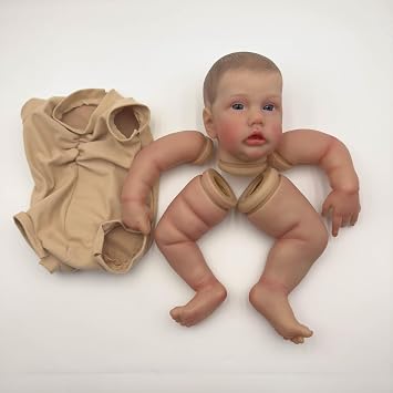 24Inch Awake Painted Hair Lifelike Unfinished Reborn Doll Kit - Realistic Newborn Doll Parts with Many Details and Veins