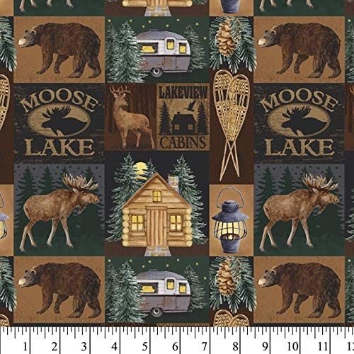 - Cabin Patchwork Cotton Fabric by The Yard