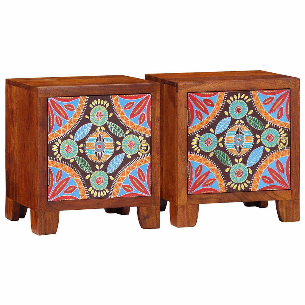 Lot de 2 Tables de Chevet en Bois d'Acacia Massif 40x30x45 cm Meuble de Nuit