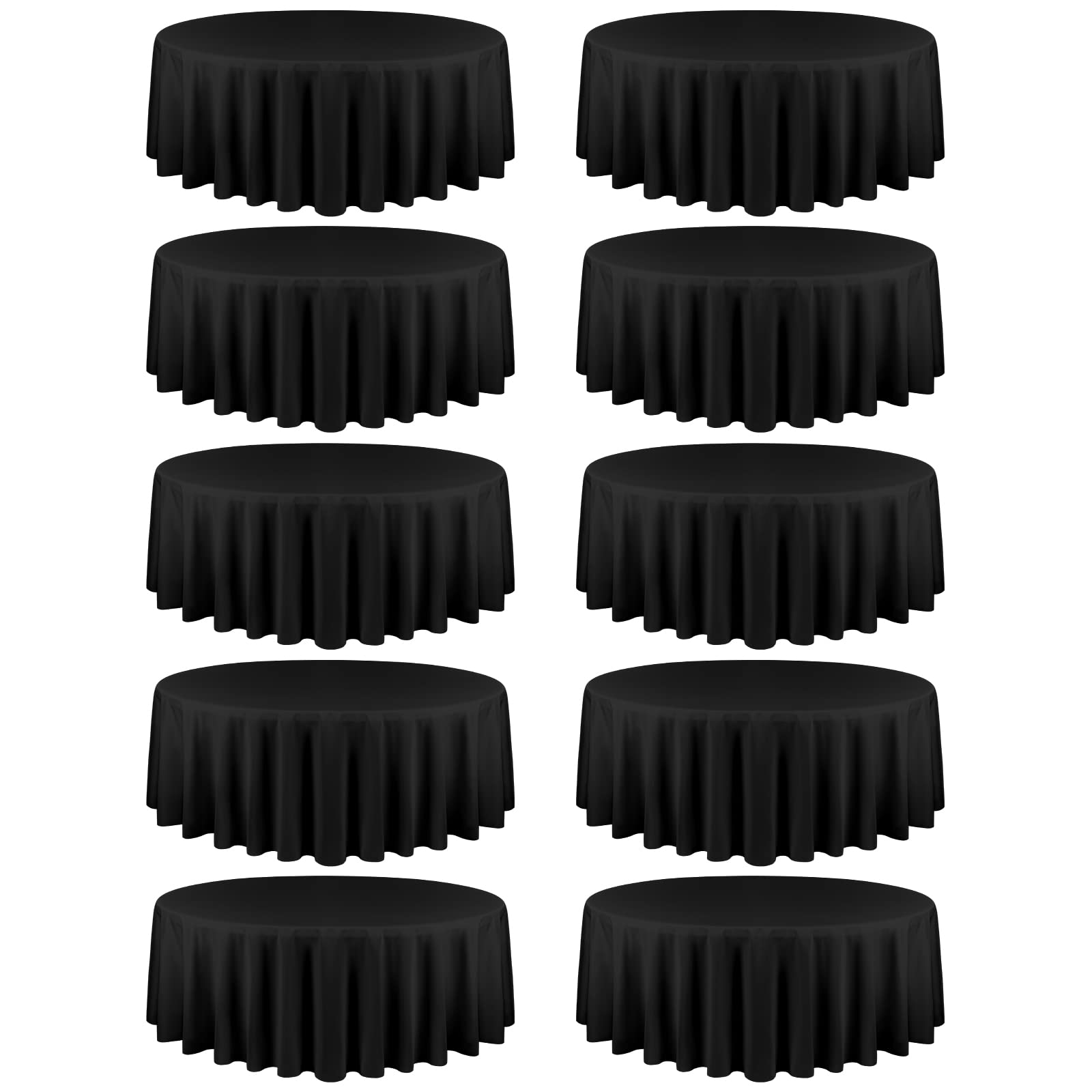 YMHPRIDE10 Pack Round Tablecloth 90 Inch Black Table Cloths Polyester Round Table Cloth,Black Tableclothes Round Washable Fabric Table Covers for Wedding,Party,Dining,Banquet