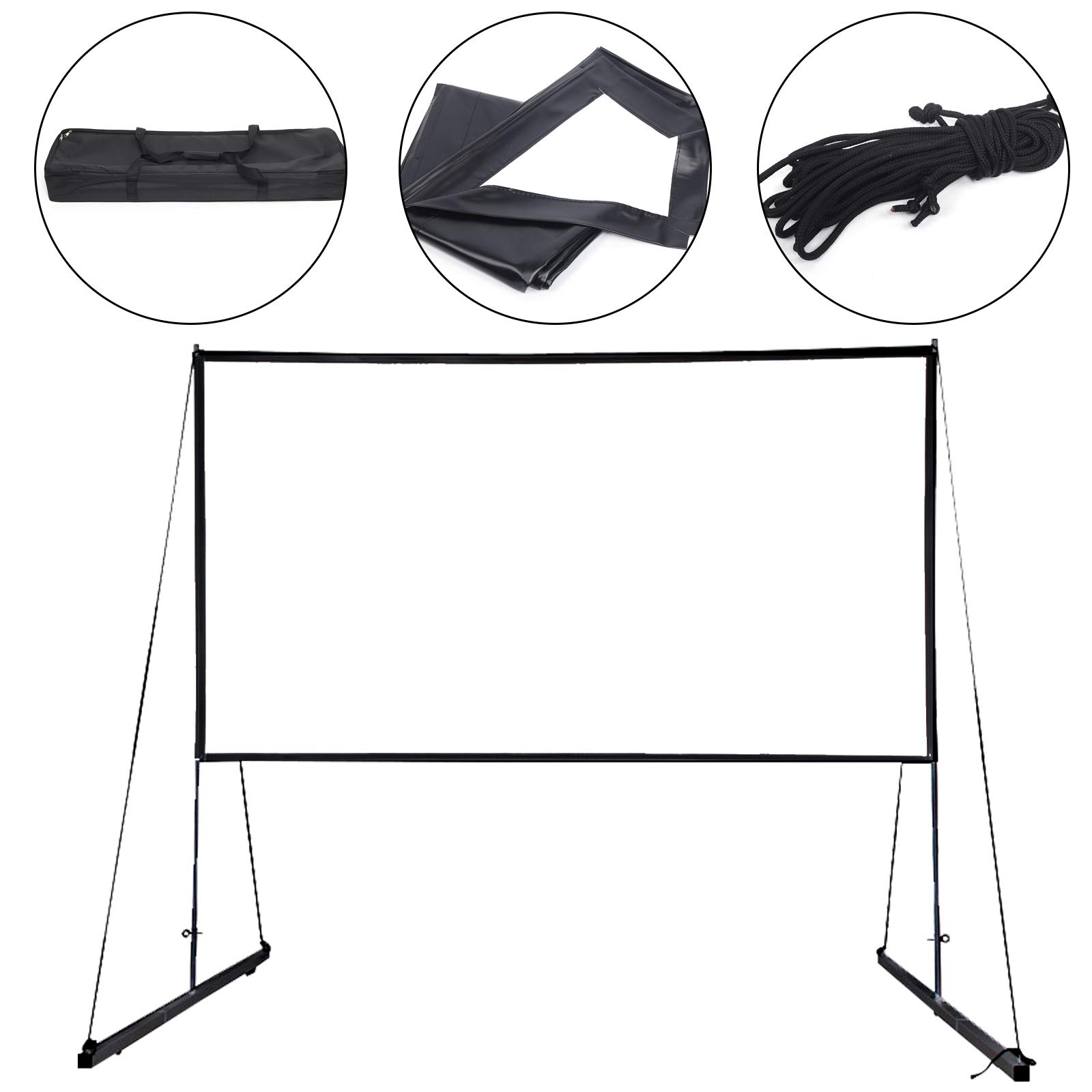 Écran de projection de 150 pouces avec stries 4K-HD, écran enroulable portable sur trépied avec sac de rangement, 16:9 pour cinéma maison, banquet de mariage, etc