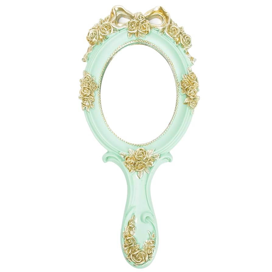 NerienヴィンテージスタイルローズHand Heldミラープリンセスオーバル