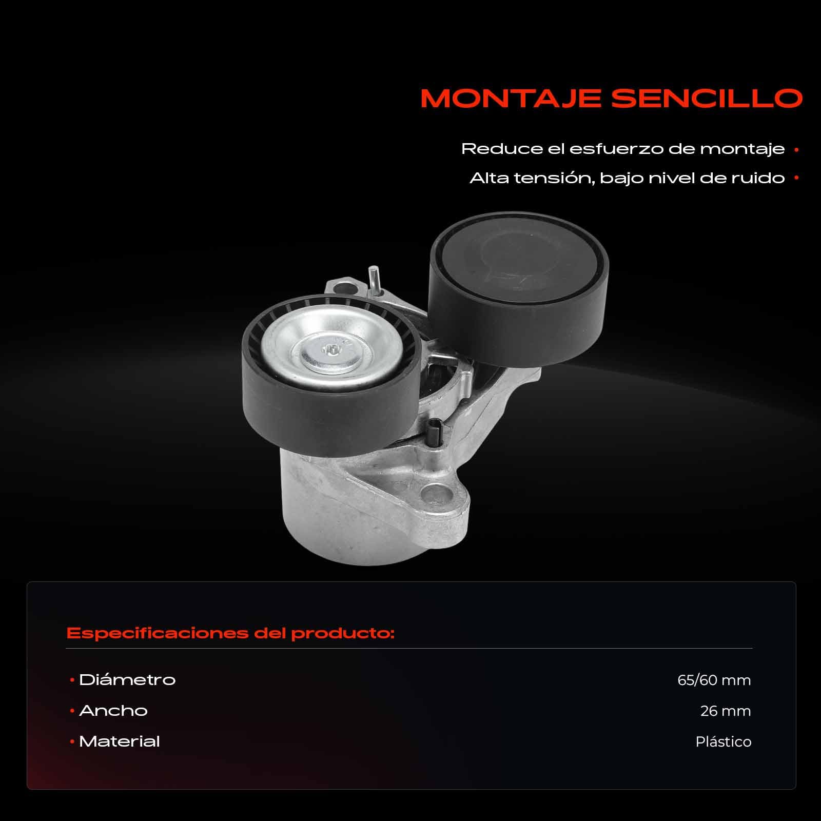 Frankberg Rodillo tensor de correa compatible con 1er F20, 2er F22, 3er F34, E90, 4er F33, F83, 5er F10, 6er F06 F12, 7er F01 2009-2021, 11287810807