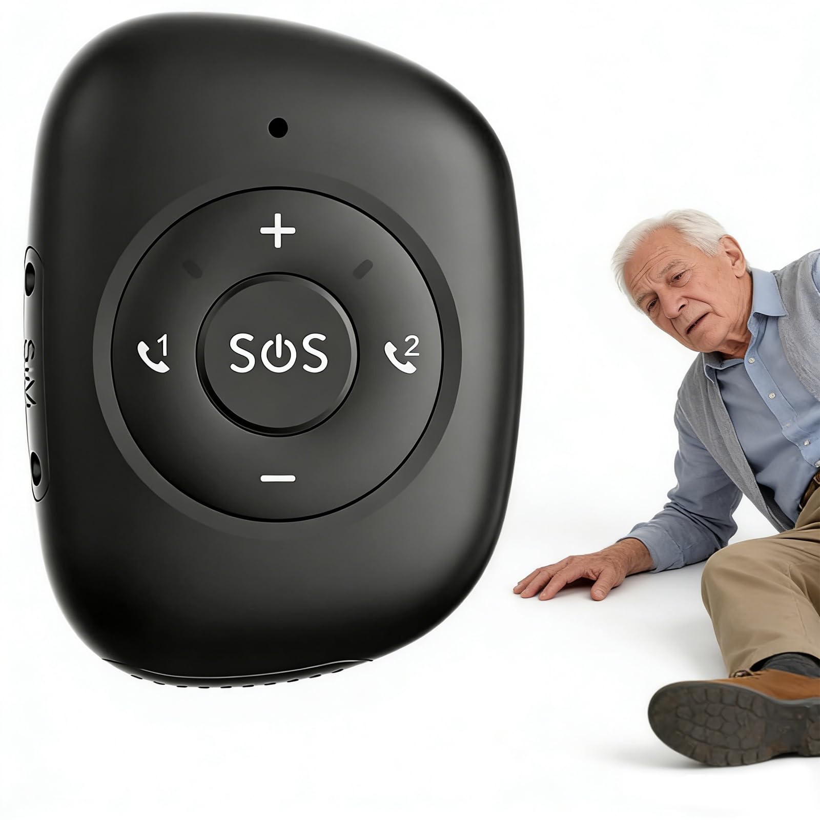 Ciondolo GPS Tracker con chiamata di emergenza SOS, chiamata vocale, allarme di caduta e recinzione elettronica per un posizionamento accurato e promemoria farmaci per anziani