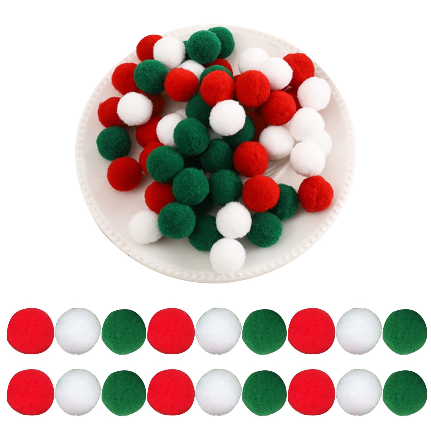 MEISH 50pcs Christmas Cat Ball Toys Red Green White Soft Cats Interactive Toys Indoor Cat Fetch Toy Cats Training Exercise Ball for Pets (3cm)
