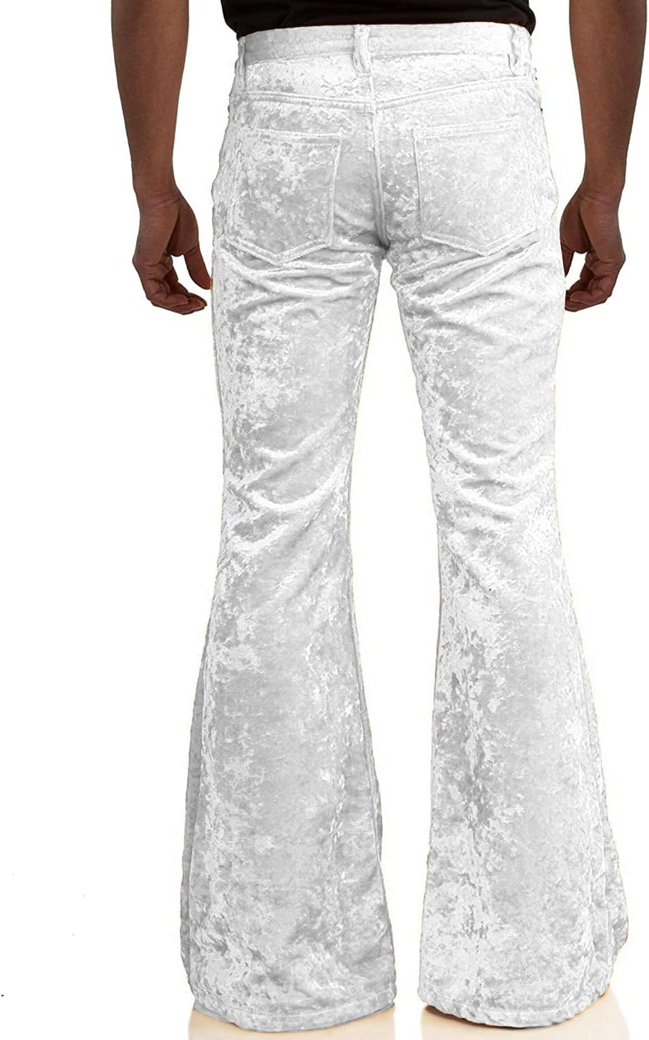 Men's Velvet Relaxed Vintage 60s 70s Bell Bottom Stretch Fit Classic Comfort Flared Flares Retro Leg Disco Pants - Image 5