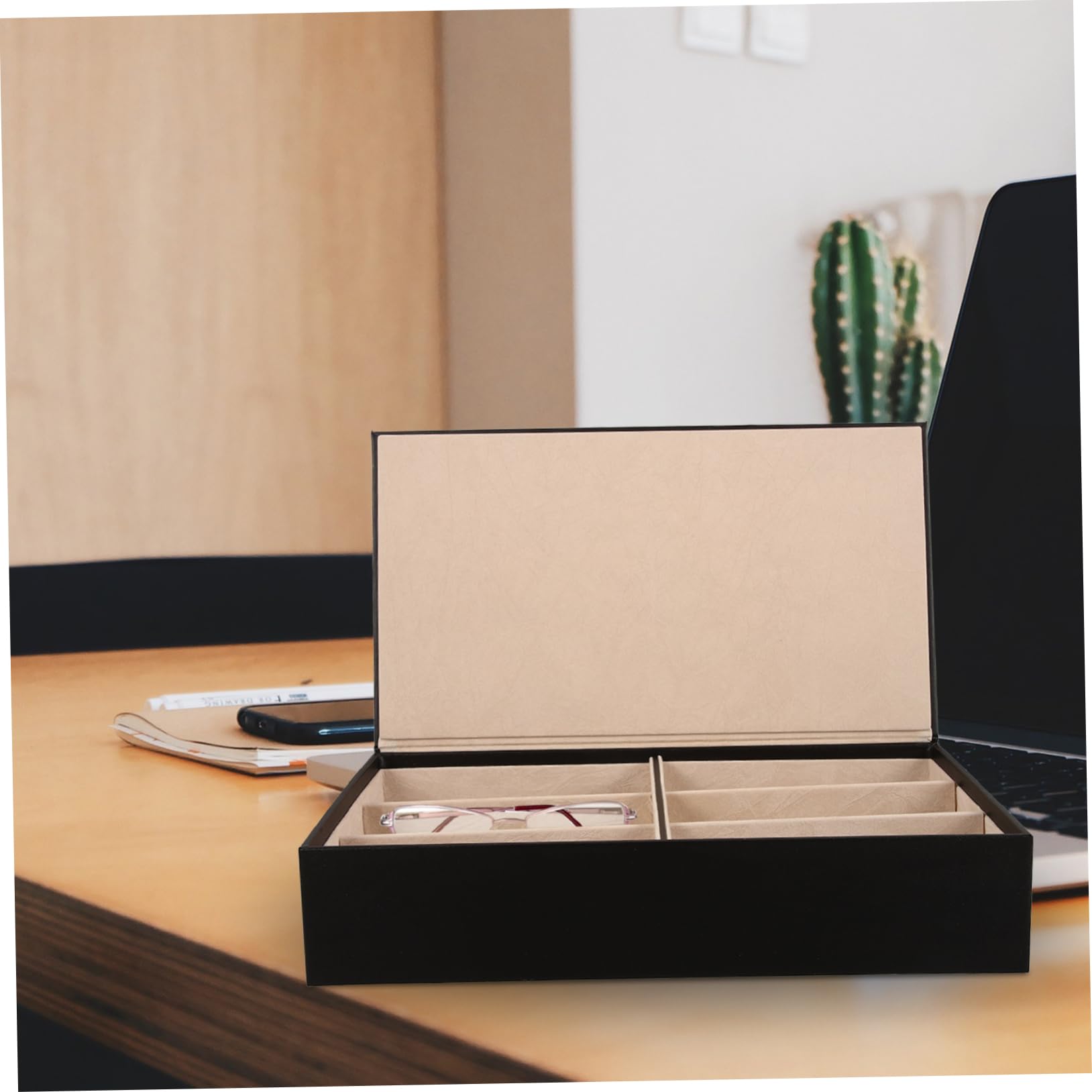 Healvian Organizer dal Design Raffinato in Pelle Pu Occhiali da Sole Multi-griglia Struttura in Metallo Facile da Pulire per Casa e Uso Commerciale