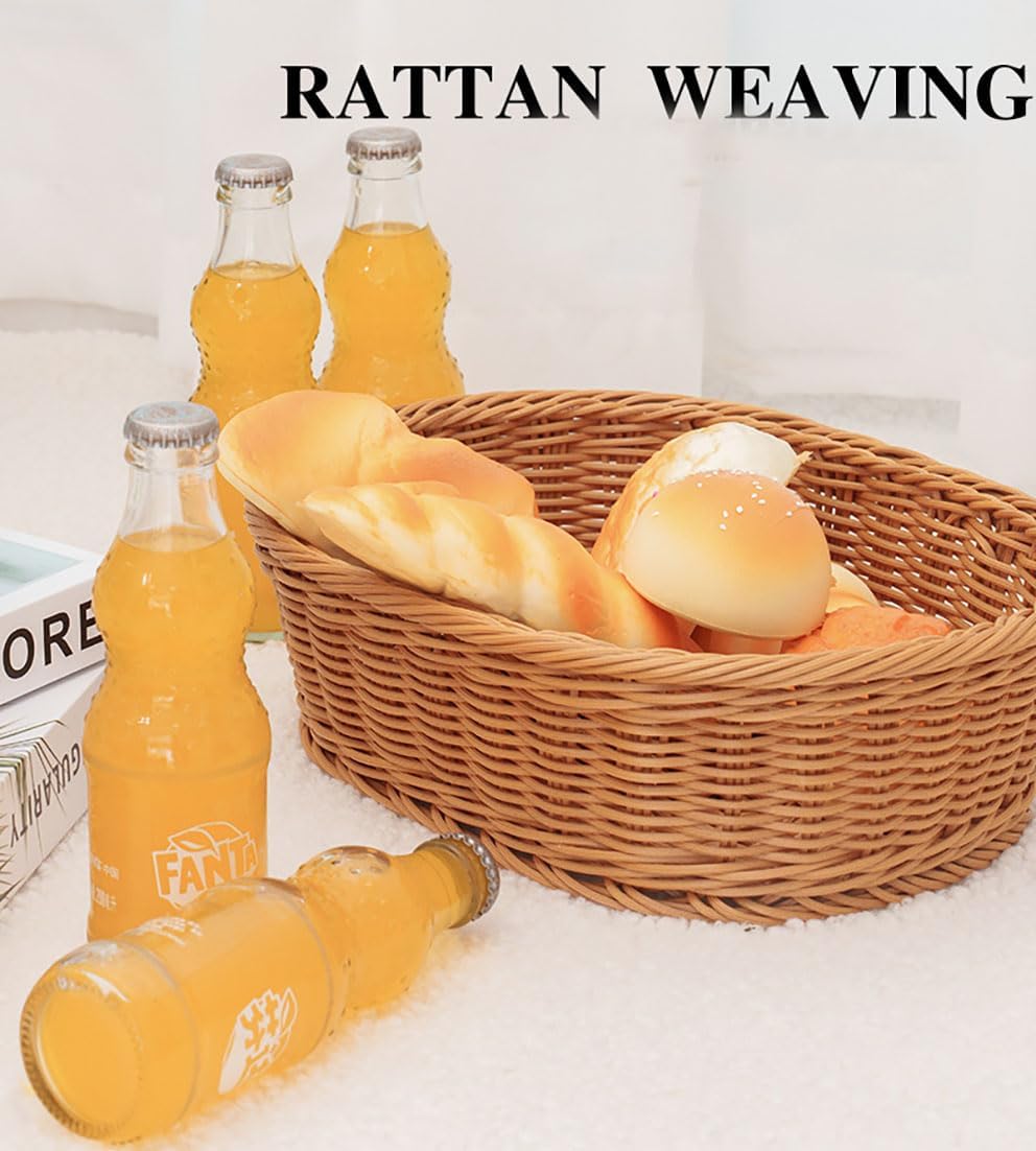 Wicker Bread Basket,Handwoven Storage Basket for Fruit Basket Vegetables Cosmetics in Home Restaurant & Bakery (Oval 2Pack)