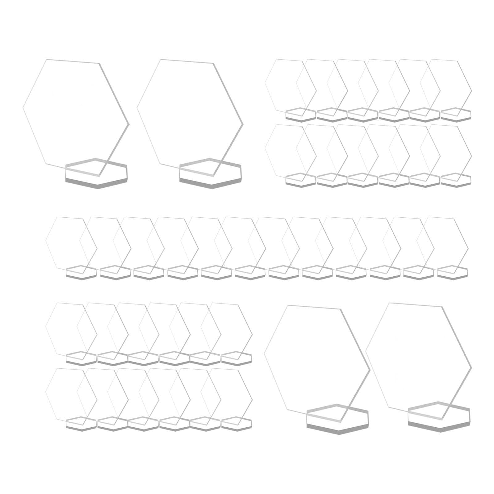 40 Tarjetas de Lugar de acrílico Hexagonal Transparente con 40 Soportes, configuración de Nombre Personalizada, Tarjetas de Nombres de Invitados para Bodas o decoración de Eventos (pequeño 8 cm)