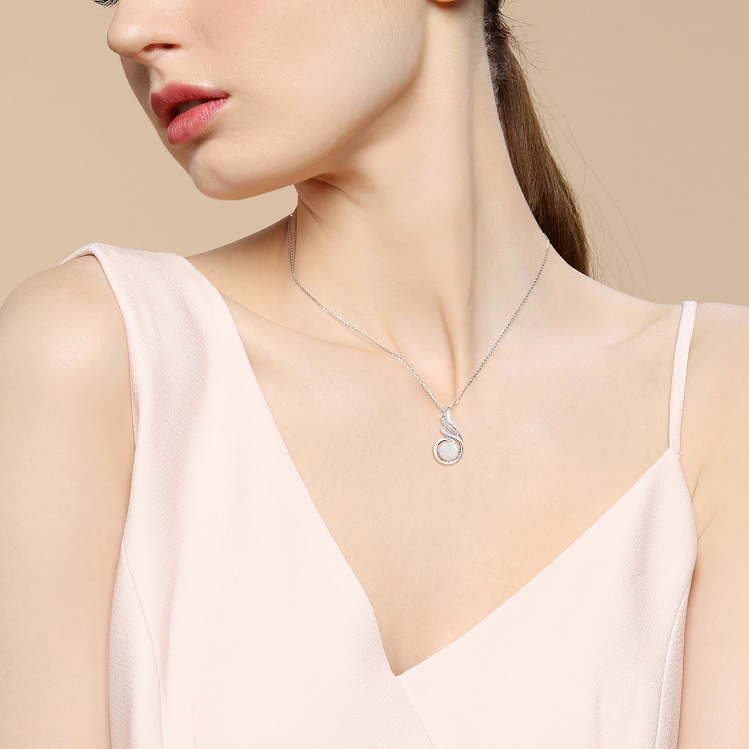 KINGWHYTE Opal Necklace 925 Sterling Silver Phoenix Princess Necklace, Opal Pendant for Women Birthstone Jewelry Birthday Gift for Her - Image 6