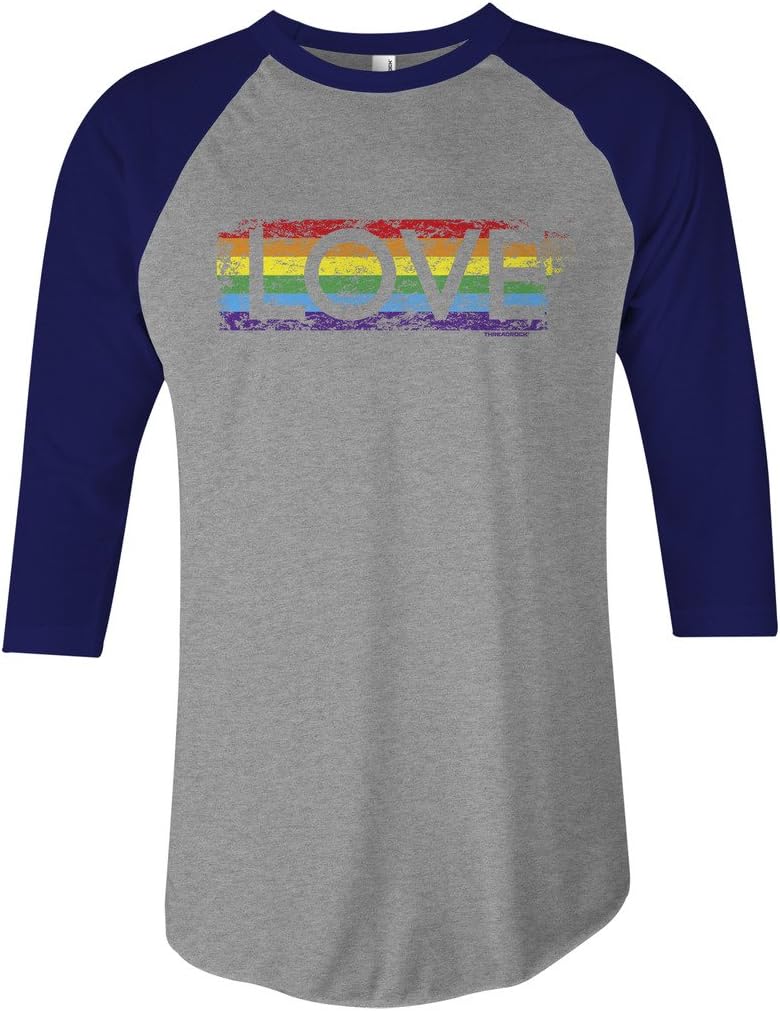 Threadrock Gay Pride Rainbow Love Unisex Raglan T-Shirt
