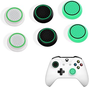 DLseego 6PCS Thumb Grips Caps for Xbox One X S PS5 PS4 PS3 PlayStation DualSense Switch Pro Wireless Controller Steam Deck, Soft Silicone Anti-Slip Button Cap Joystick Cover - Green