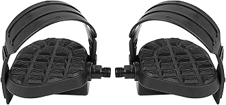 X AUTOHAUX Pair Bike Pedals Spindle Platform Non Slip with Belts Strap
