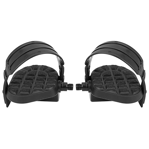 X AUTOHAUX Pair Bike Pedals 9/16'' Spindle Platform Non Slip with Belts Strap