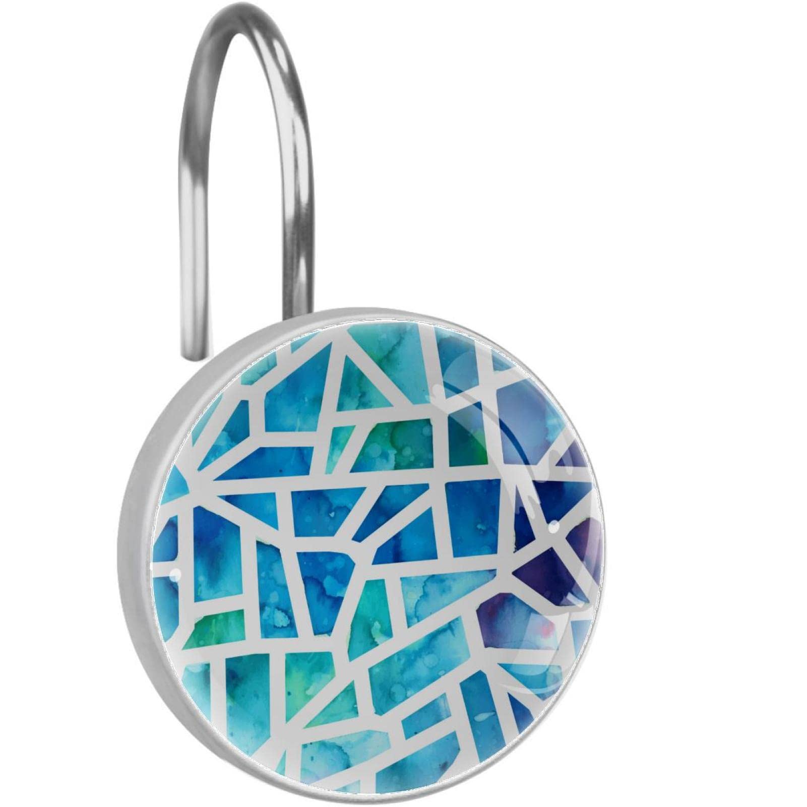 Rideau de douche crochets inox mosaïque triangle pour une salle de bain moderne