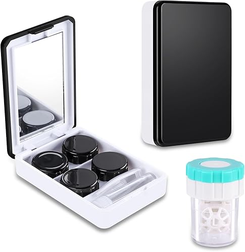 MC2 Estuche para lentes de contacto con máquina limpiadora manual de lentes de contacto, caja de contacto portátil con pinzas de espejo, herramienta