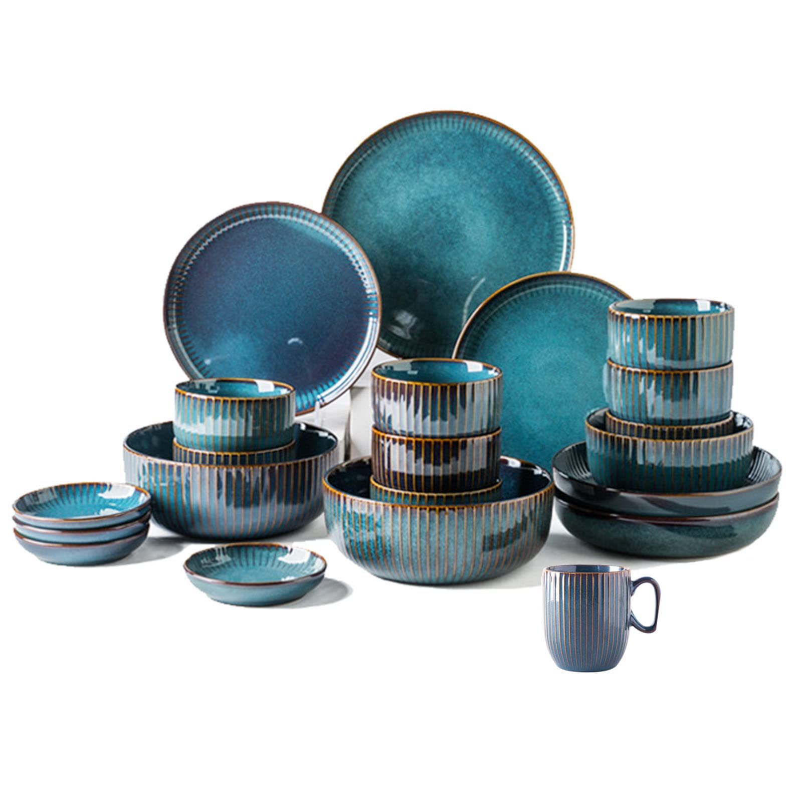 Ensemble de Vaisselle 66 pièces - Ensemble de 12 Assiettes en Porcelaine, Ensemble de Vaisselle émaillée élégante, Vaisselle avec Assiettes, Plats, Bols et TASS(