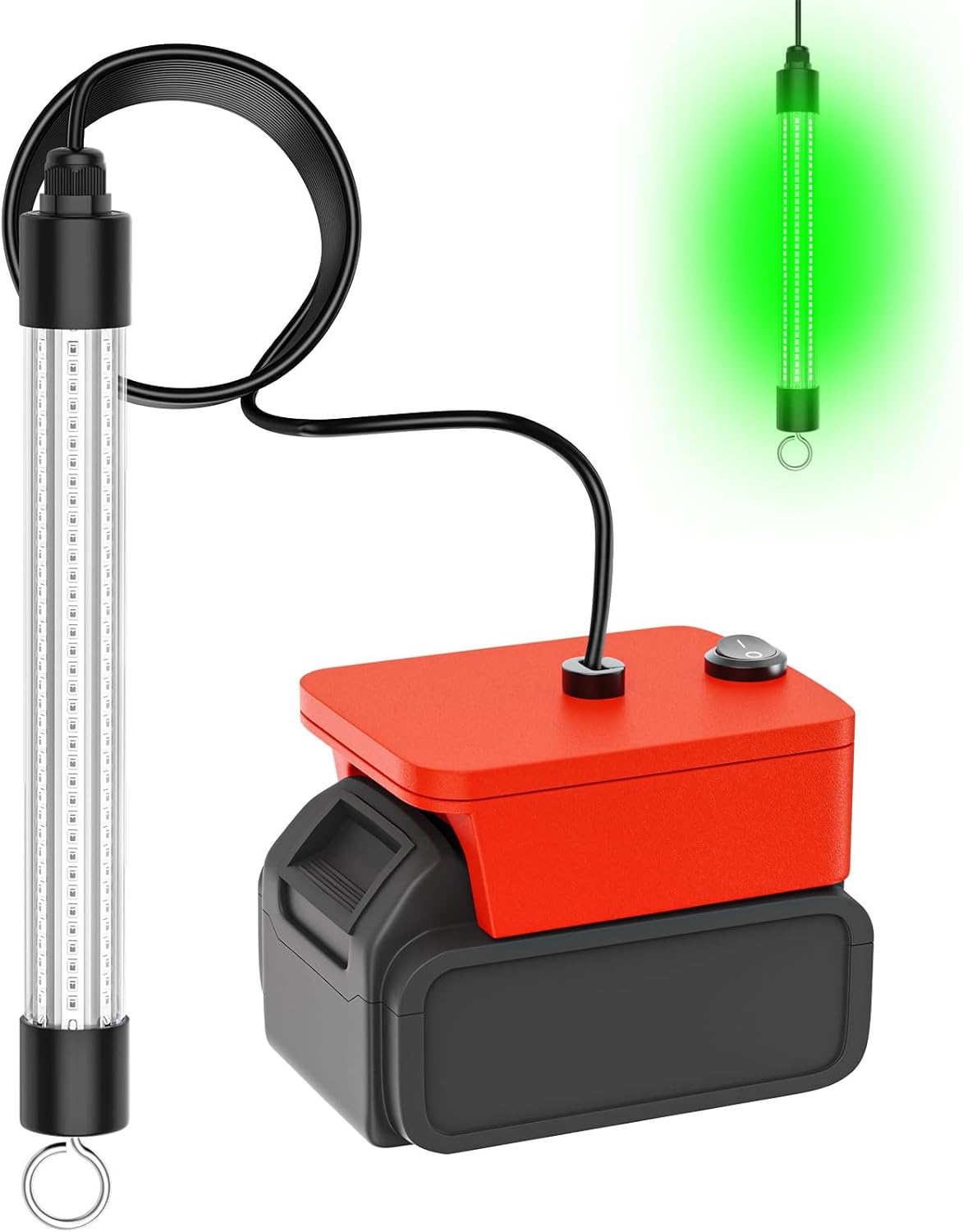 Underwater Fishing Light Compatible for Milwaukee 18V Battery，LED Green Light for 30W IP68 3000 Lumens Fish Attracting, Night Fishing for Docks Boats or Kayaks(no Battery)