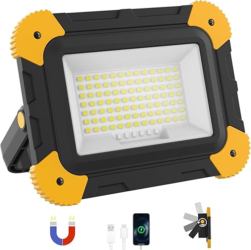 Miniatura 12 de Luz de trabajo recargable con orificio para trípode, luz de inundación portátil de 40 W, funciona con pilas, luces de trabajo LED impermeables,