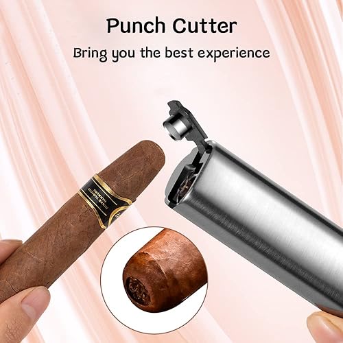 Miniatura 5 de Kivors Encendedor de antorcha con triple llama de chorro ajustable, ventana visible, encendedor recargable de butano para velas, cocina, barbacoa,