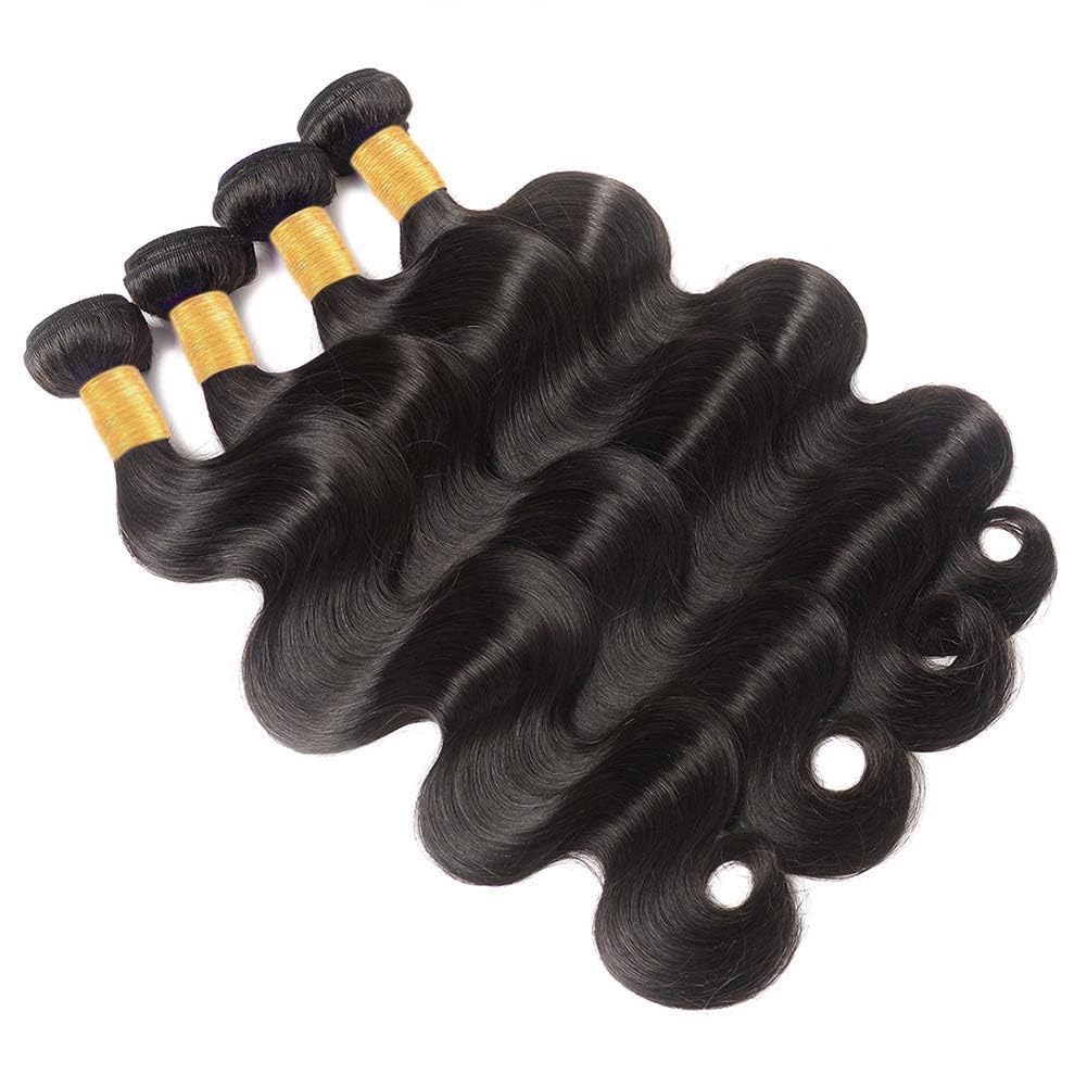 12A Human Hair Bundles 24 26 28 30 Inch Body Wave Bundles Human Hair 100% Unprocessed Brazilian Virgin Hair Body Wave 4 bundles Deals Human Hair Extensions Quick Weave for Women Natural Black