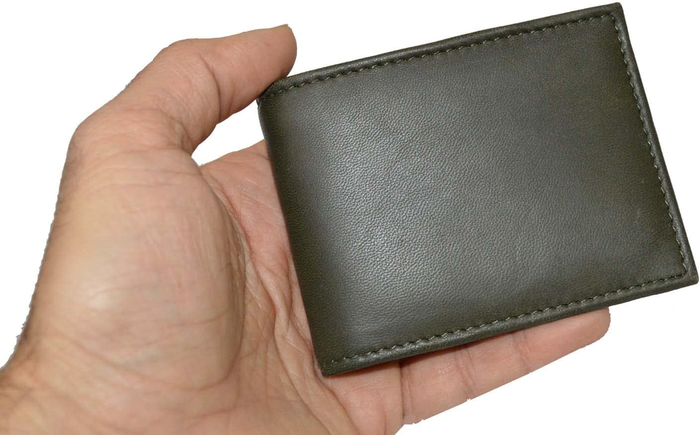 LB LEATHERBOSS Boys Slim Compact Flap Id and Coin Pocket Bifold Wallet (Army Green) - Image 4