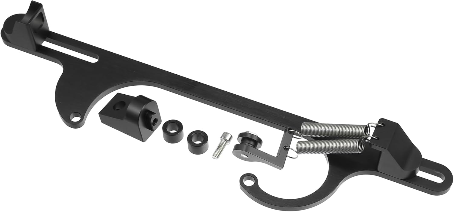 X AUTOHAUX 1 Set Aluminum Alloy Throttle Cable Bracket Kit Adjustable Replacement for 4150 4160 Series Carburetor Black