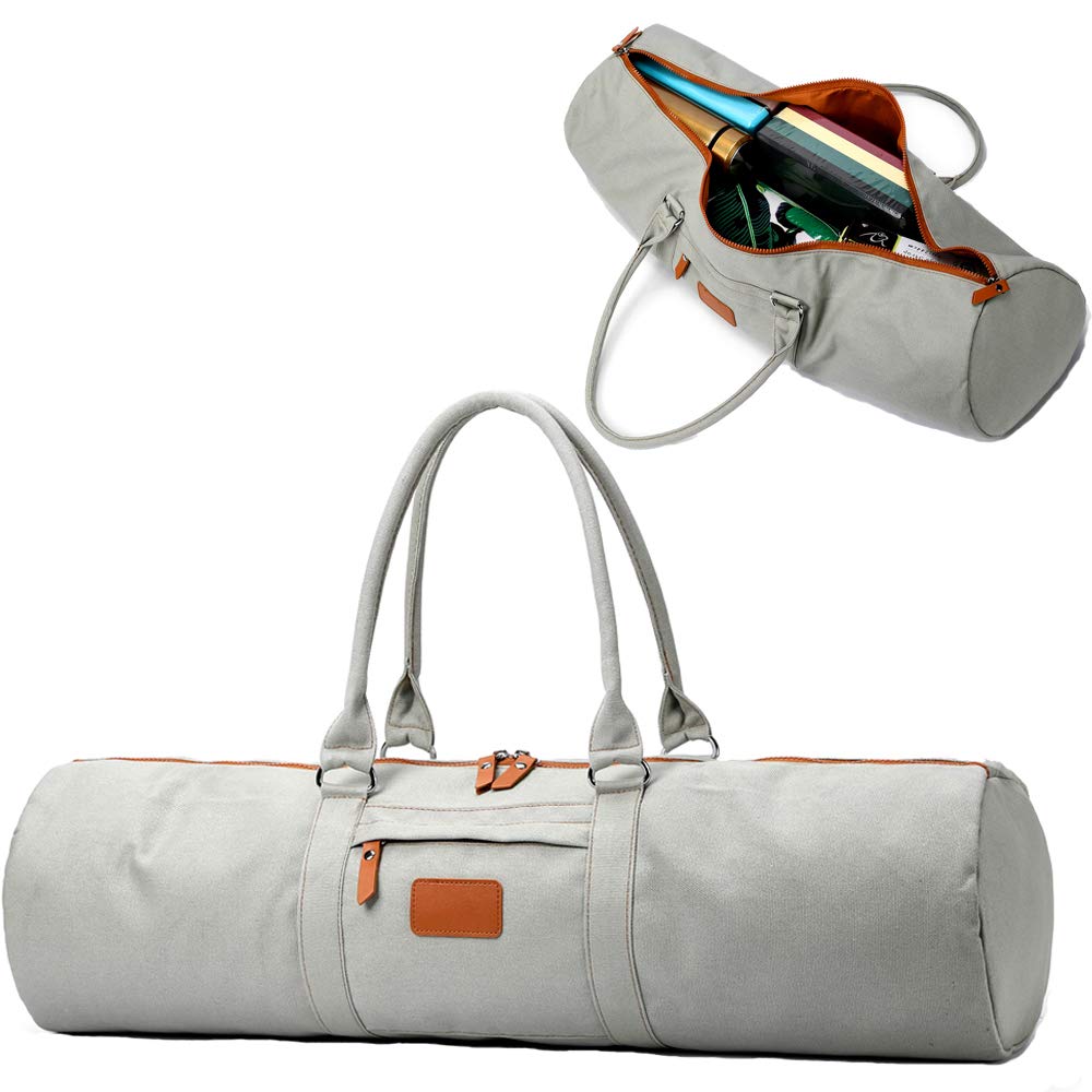 FODOKO Yoga Mat Bag Large Canvas Yoga Mat Tote Gym Duffle Bag Sling Carrier with Zippers and Pockets