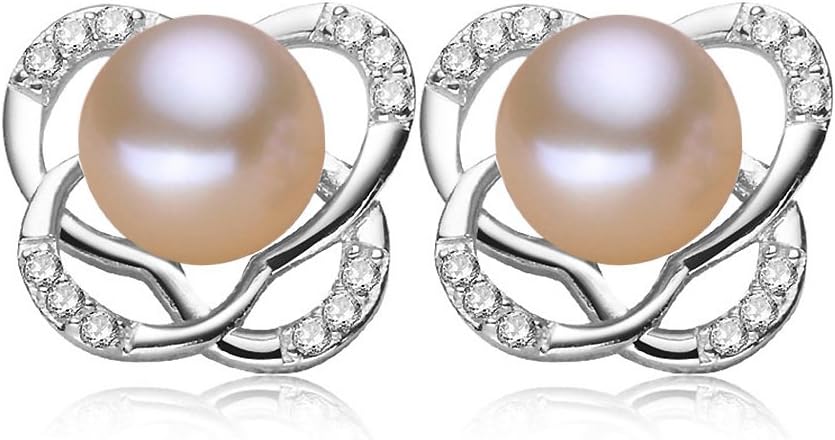 KOOZON Natural Pearl Silver Stud Earring Fashion Jewelry for Women