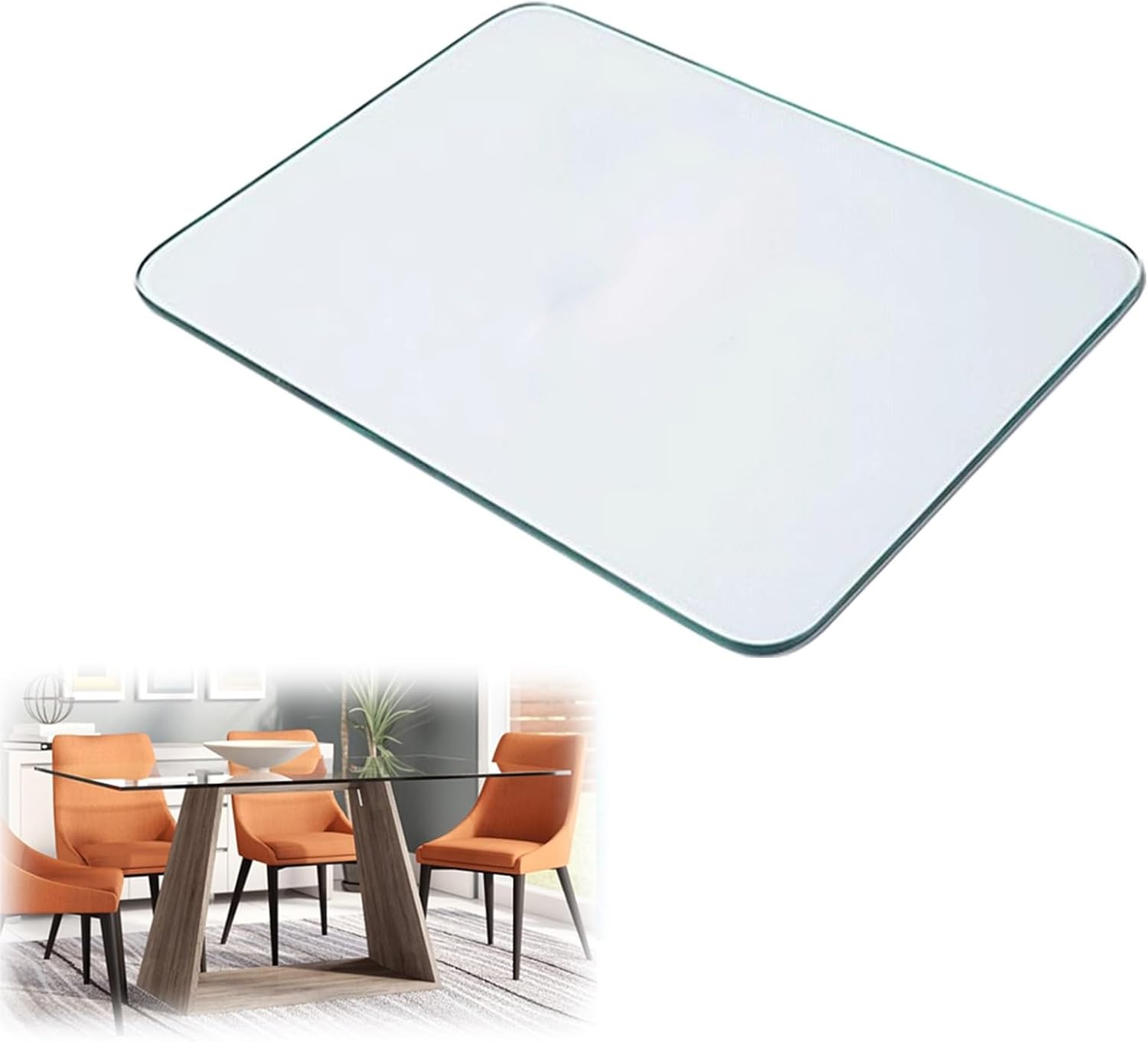 Clear Tempered Top Rectangle 8mm Thick with Flat Edge Radius Corner, Rectangle Tempered Glass Table Top, Heat-Strengthened Glass, Replacement Dining, Coffee, Patio Table (Size : 100x55cm)