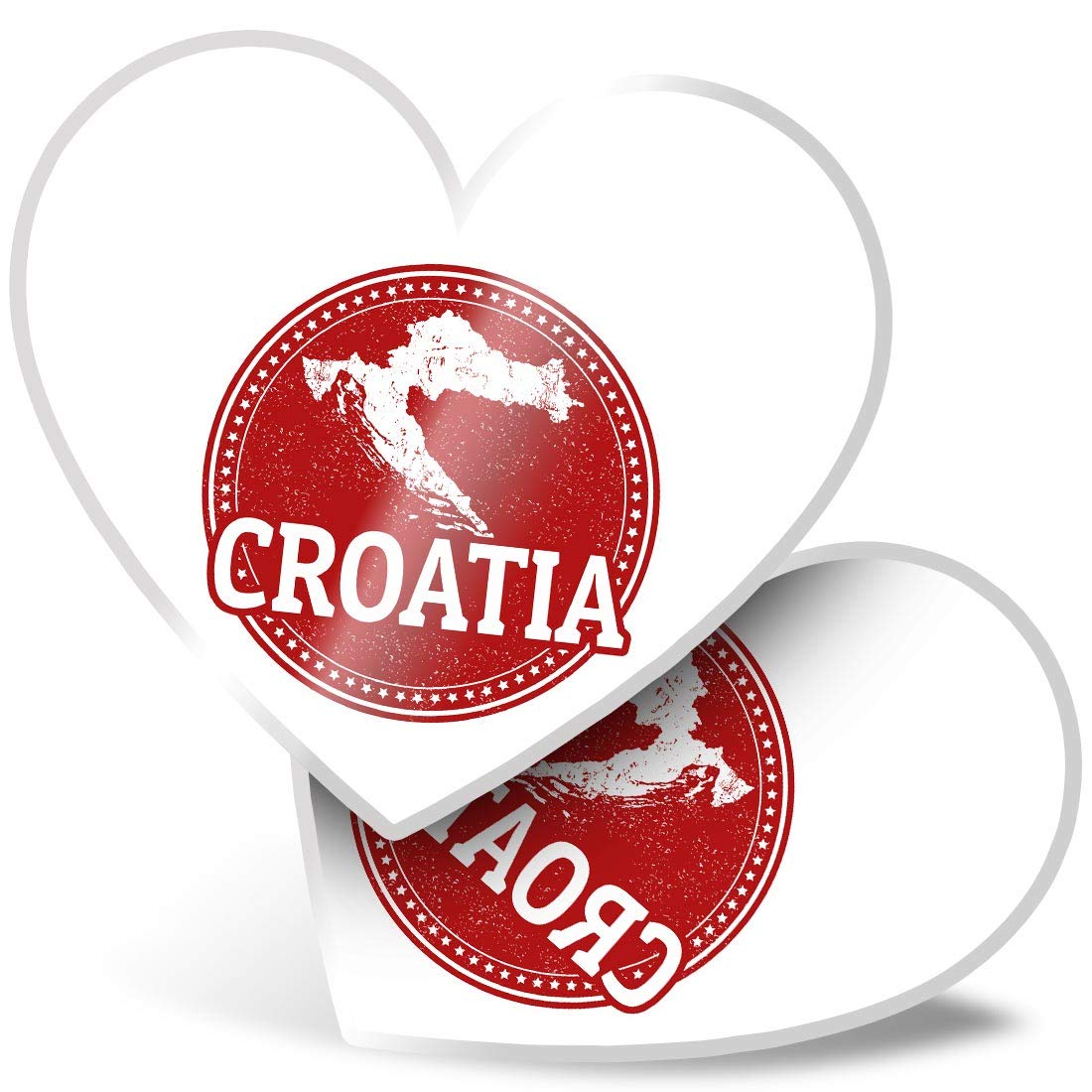 2 x Heart Stickers 7.5 cm - Croatia Red Flag Map Travel Fun Decals for Laptops,Tablets,Luggage,Scrap Booking,Fridges, #9228