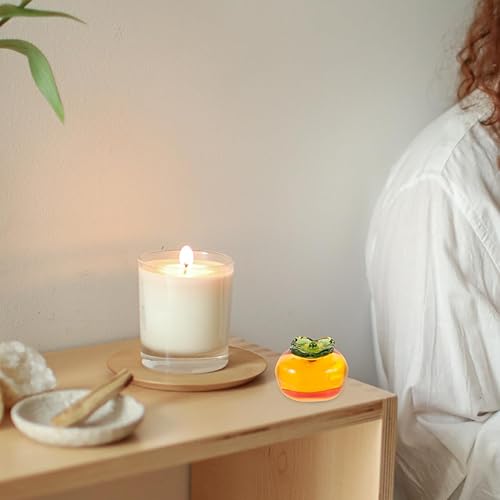 Miniatura 7 de ABOOFAN Figura de cristal de caqui, estatua de caqui artificial, figura de fruta de cristal, pisapapeles coleccionable, fruta de vidrio para