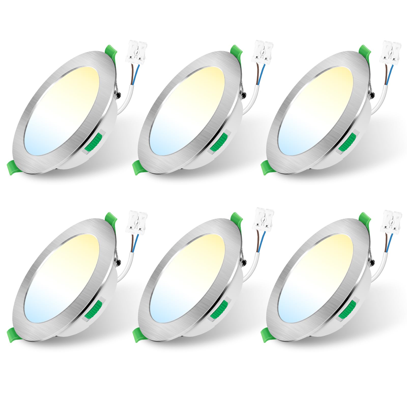 ALUSSO 6 Pack LED Recessed Ceiling Lights Dimmable Suitable for Bathroom.