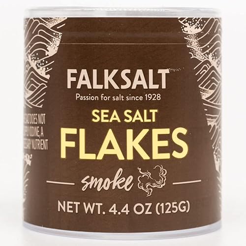 FALKSALT | Smoke Sea Salt Flakes 4.4oz. | Gourmet Finishing Salt | NON-GMO, Kosher and Halal Certified