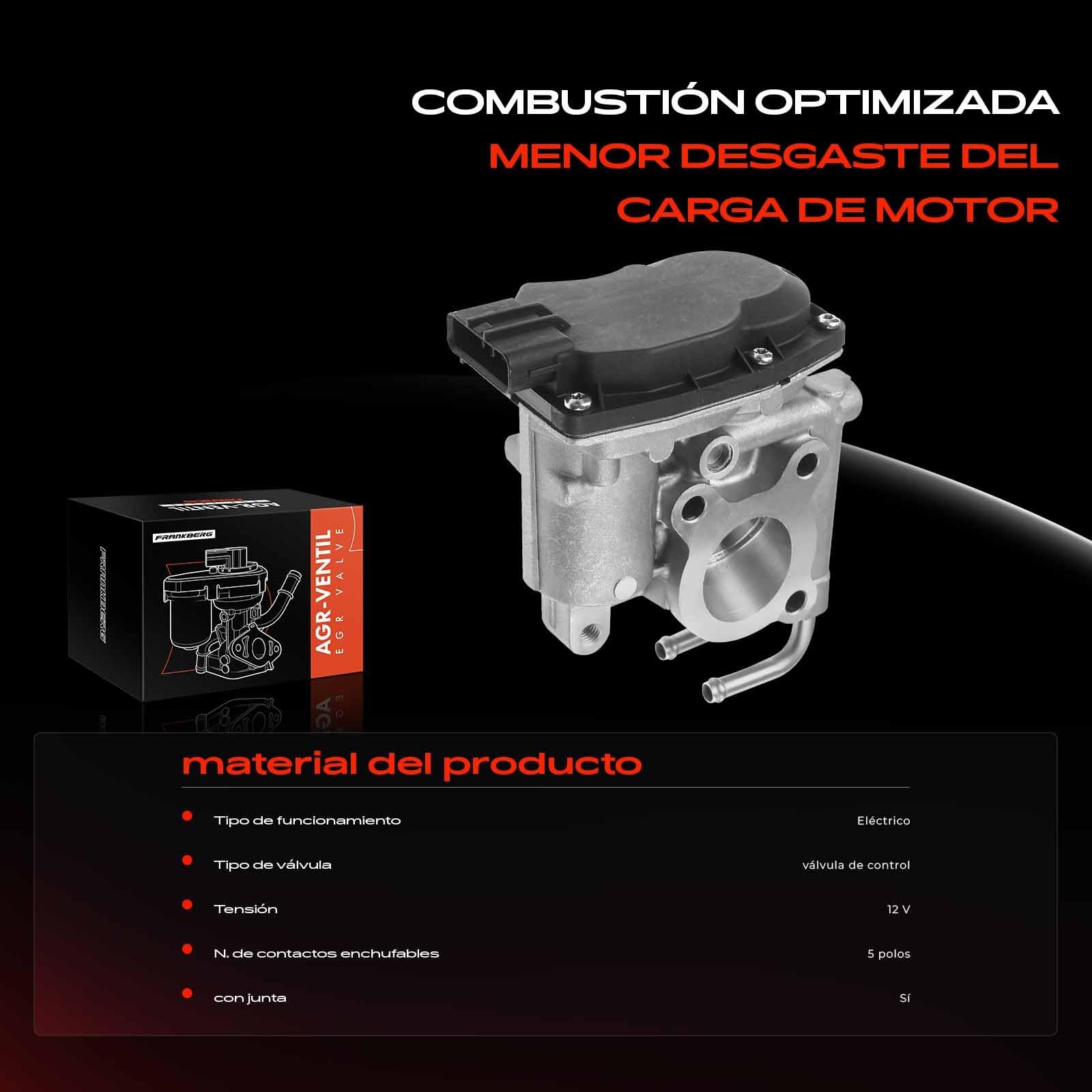 Frankberg Válvula EGR de 5 Polos 25800-0R010 | Compatible con: Verso R2, A.u.r.i.s E18, R.A.V 4 IV A4, Finca A.v.e.n.s.i.s T27, Urbanización A.u.r.i.s E18