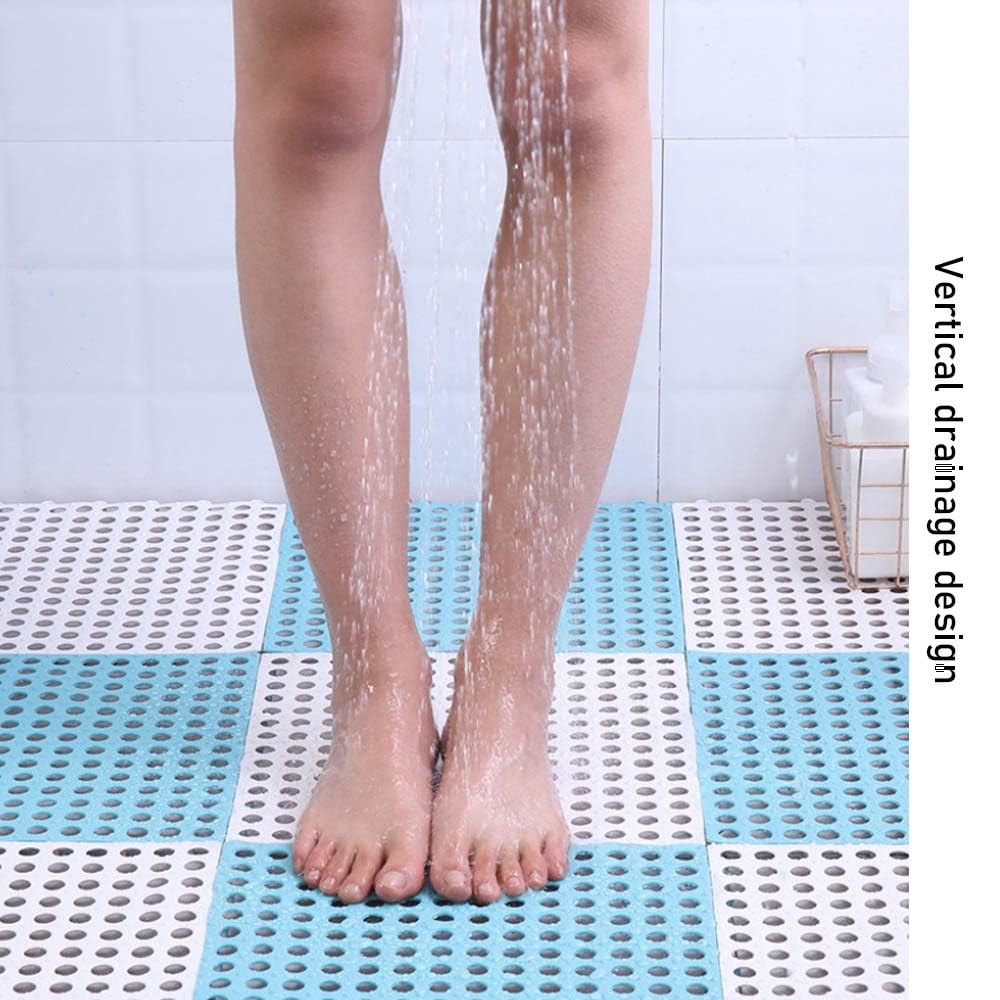 Alfombrilla de baño, baldosas de Goma encajables, baldosas Antideslizantes de PVC Blando, Alfombrilla de Ducha con Juntas, Alfombrilla Acolchada para Exteriores (Pink,10Pcs/30x30cm)