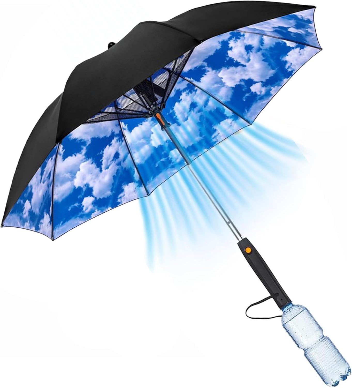Cooling Umbrella with Fan & Mist Spray - SPF 50 UV Protection for Outdoor Camping Beach
