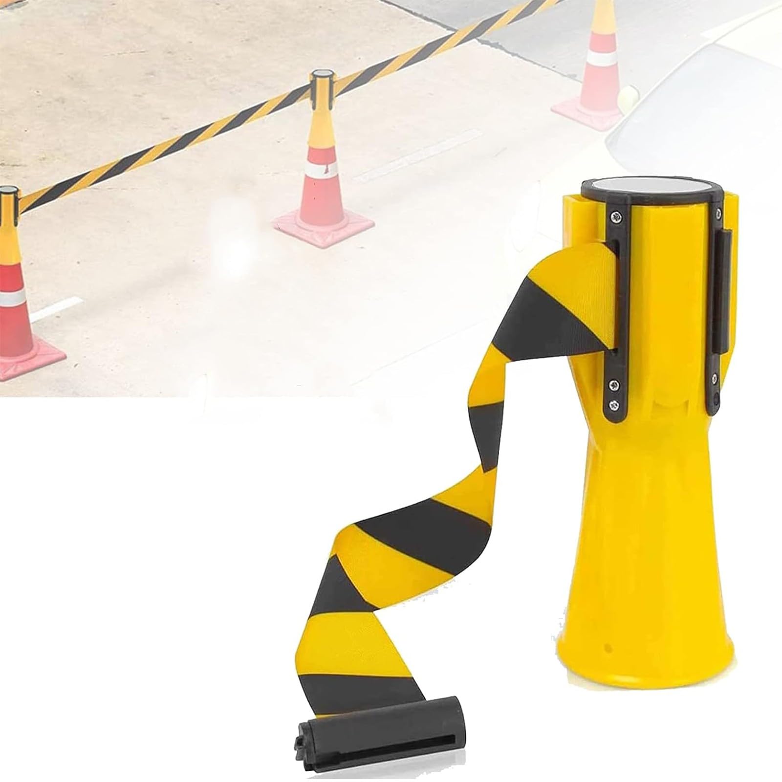 Ruban de signalisation rétractable anti-intrusion pour cône de chantier 2m