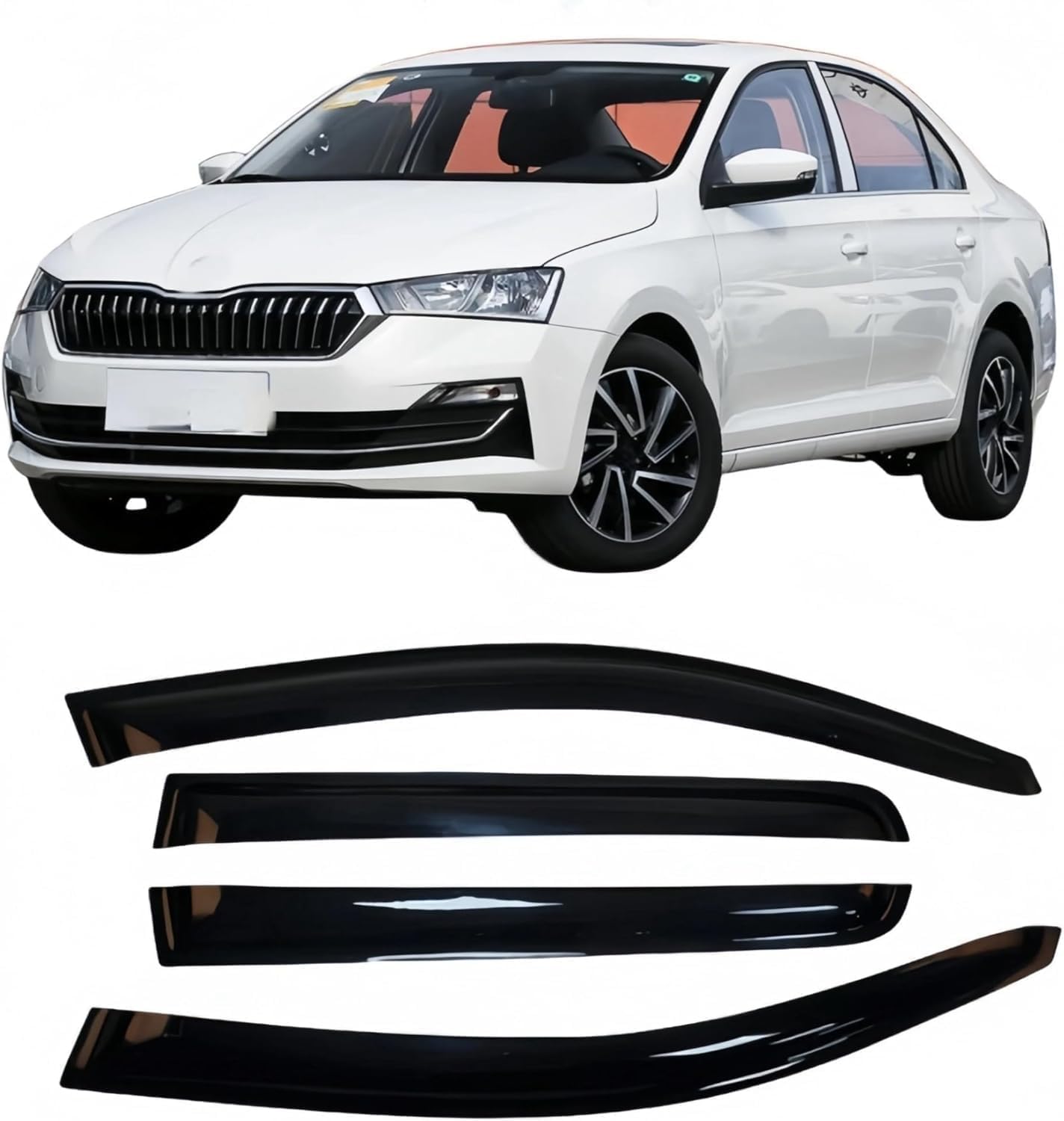 PANXUC Car Wind Deflectors for Skoda Rapid Sedan 2016-2020, Side Window Wind Rain Deflector Window Visor Sun Rain Guard Smoke Guards