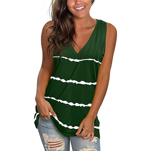 SAMPEEL Womens Tank Tops V Neck T Shirts Sleeveless Tops Floral Side Split Tanks