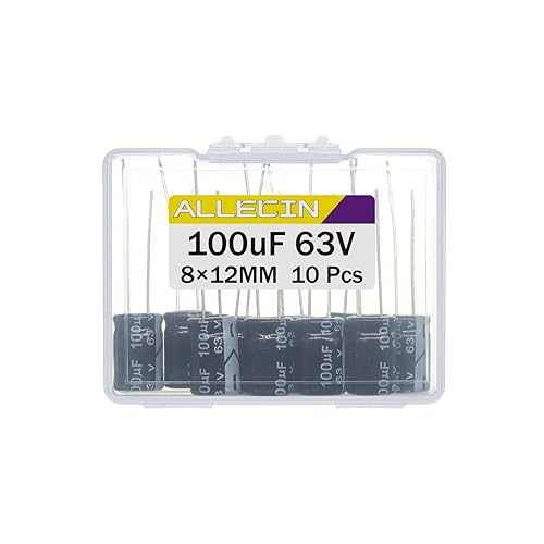 Miniatura 3 de ALLECIN Condensador electrolítico 100uF 63V 0.315x0.472 in 100 UF MFD 63 voltios 0.32x0.47in condensadores de aluminio (paquete de 10)