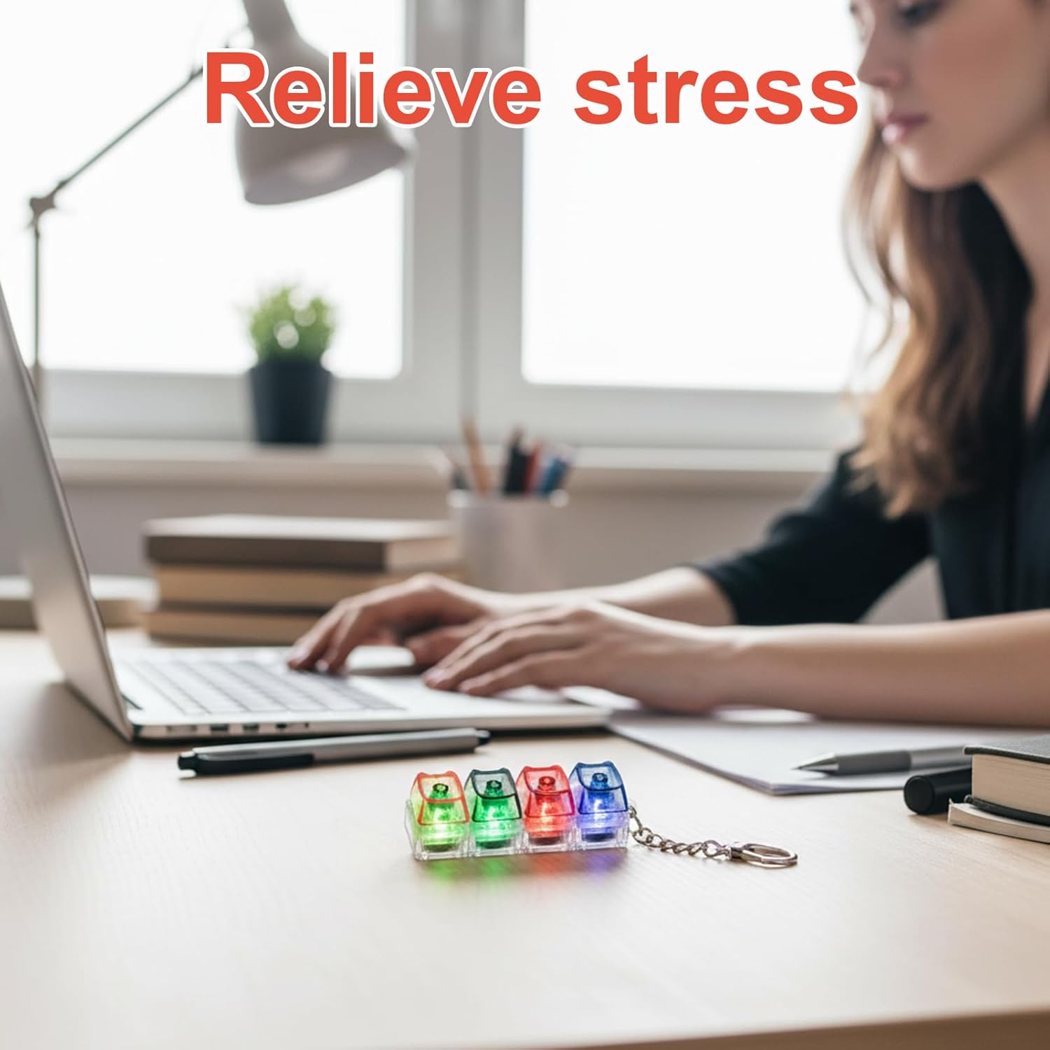 Keyboard Fidget, 2 Pcs Cat Shape Keychain with Clicking Sound, Stress Relief for Office Work and Study Sessions, Portable for Desk and Travel Use