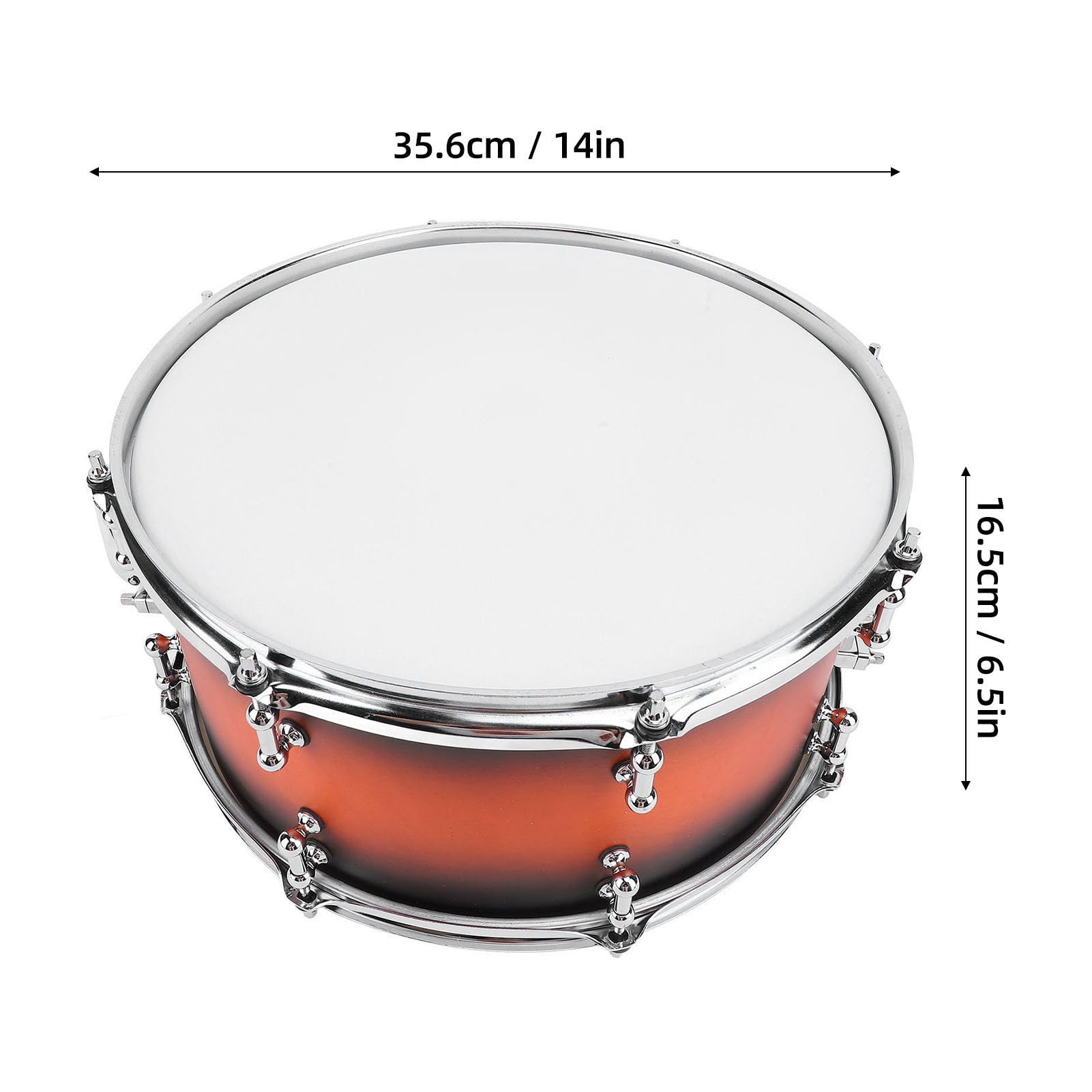 Set Rullante, Rullanti Professionali 14 X 6,5 Pollici con Chiave per Batteria, 2 Bacchette e Cinghia, Strumento Musicale a Percussione per Principianti, Banda Studentesca