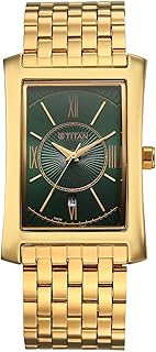 Titan Regalia Allure Analog with Date and Green Dial Yellow Gold Stainless Strap Watch for Men - 10046YM03