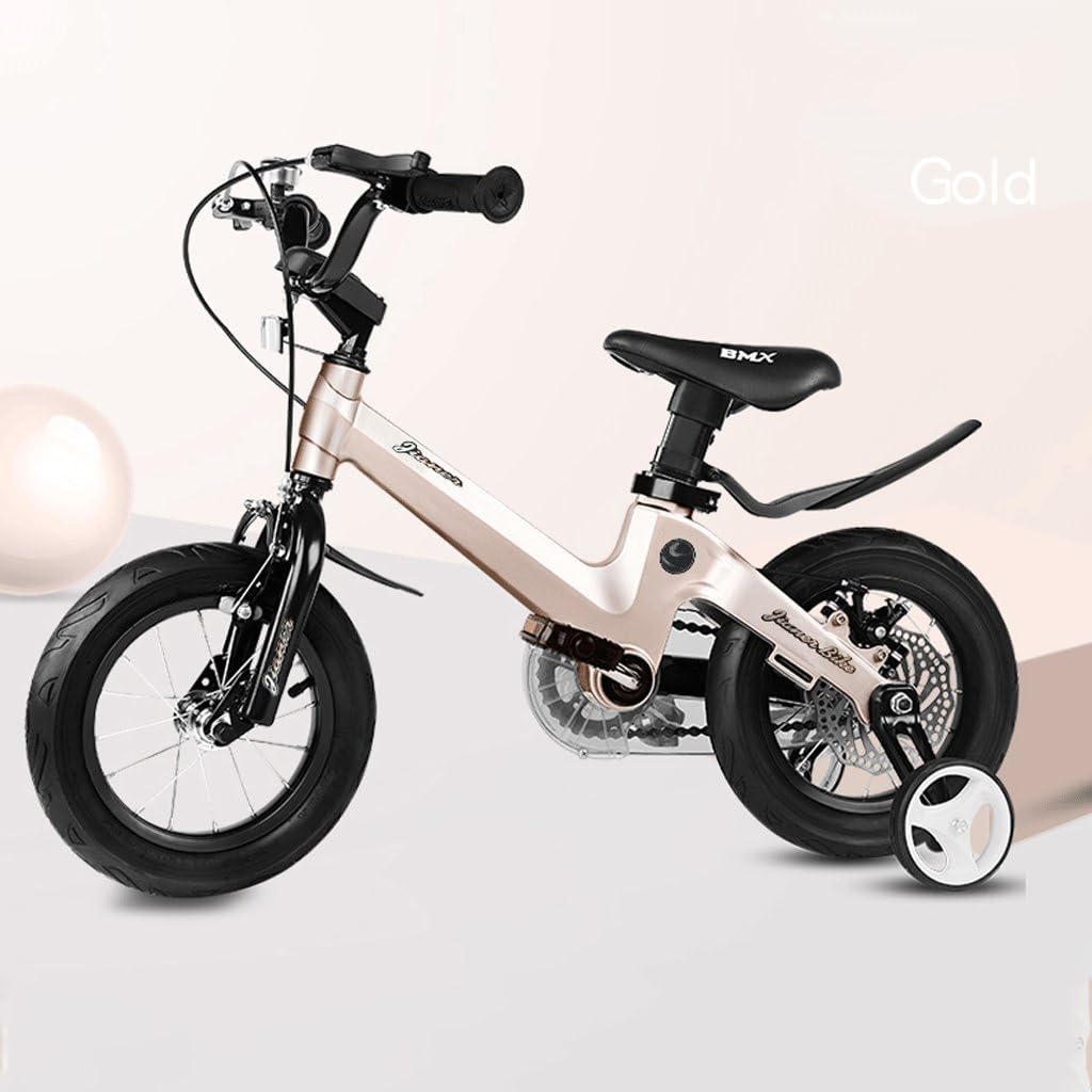 SwinX Children's Bicycle Baby Bike 2-10 Year Old Stroller Boy Girl Bike 18 Inch A+ (Color : Gold)